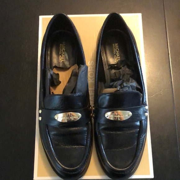 Michael Kors Shoes - Michael Kors Black Leather Loafers with Metallic Embellishment